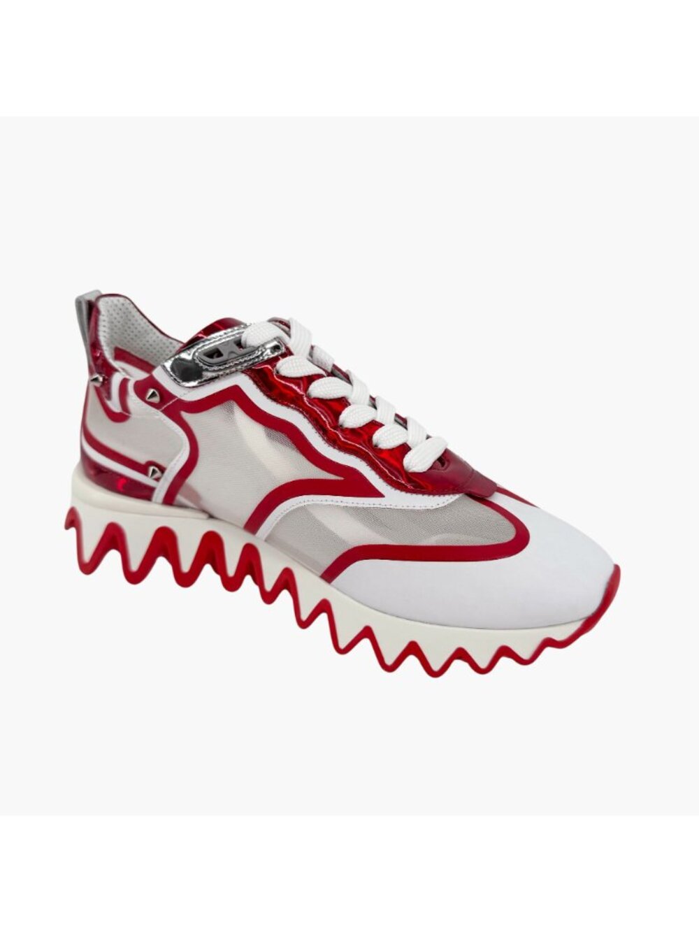 Christian Louboutin Sharkina White Mesh Red Sneakers Size 38.5 US 8.5 Women 6969 - Picture 12 of 15